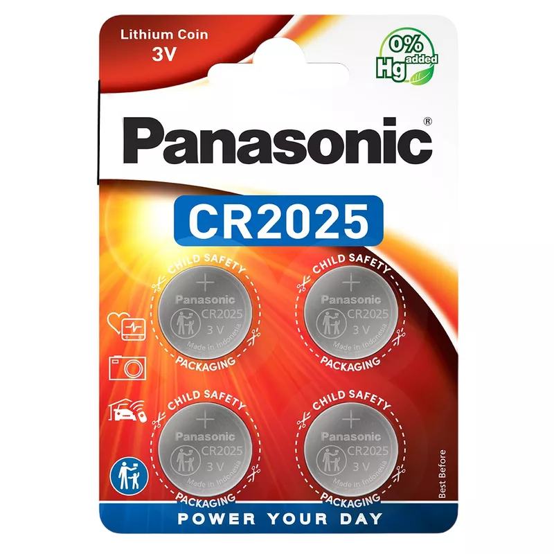 Батарея PANASONIC CR2025, Blister*4, Panasonic, CR-2025EL/4B