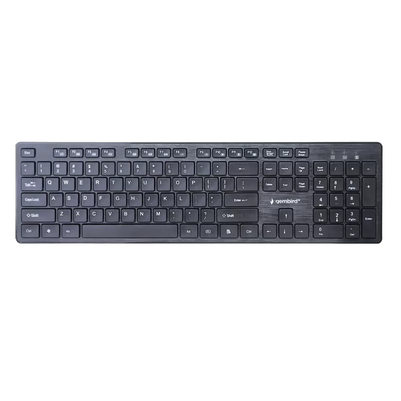 Kit (keyboard+mouse) GEMBIRD WIRELESS KEYBOARD & MOUSE  KBS-WCH-04-RU, FN KEYS, SLIM , 1600DPI, 4 BUTTONS, AMBIDEXTROUS, 1XAA/1XAAA, 2.4GHZ, EN/RU, BLACK