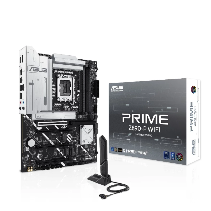 Placa de baza ASUS PRIME Z890-P WIFI, SOCKET 1851, 18PHASES, INTEL® Z890 (ULTRA 2 SERIES CPU), CPU GRAPHICS, HDMI, DP, DUAL 4XDDR5-8666, 4XPCIE X16 5.0, 4XSATA3, RAID, 4XM.2 5.0, 1XPCIE X1, REALTEK 7.1 HDA, 2.5GBE LAN, WIFI7/BT, 1XTB4(USB-C), 2XUSB3.2GEN2(A+C), 6X