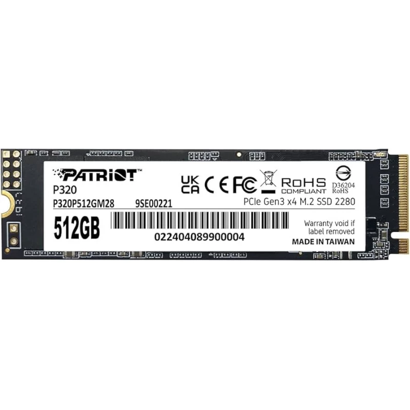 SSD PATRIOT M.2 NVMe SSD 512GB Patriot P320, Interface: PCIe3.0 x4 / NVMe 1.3, M2 Type 2280 form factor, Sequential Read 3000 MB/s, Sequential Write 2200 MB/s, Random Read 290K IOPS, Random Write 260K IOPS, Thermal throttling, E-to-E Data path protection, TBW: 2
