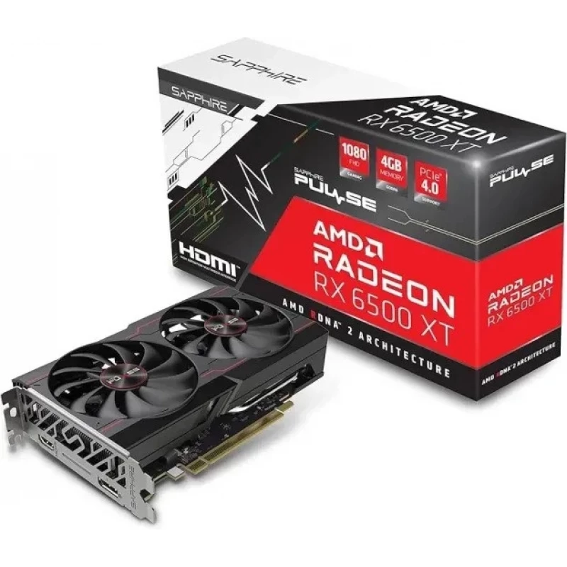 Placa video SAPPHIRE PULSE RADEON™ RX 6500 XT OC 8GB GDDR6 64BIT 2855/18000MHZ, 1XHDMI, 1XDP, DUAL FAN, SP: 1024, AMD RDNA 2, 2ND GEN 6NM GPU, PCIE4.0, DUAL X COOLING, IFC IV, FUSE PROTECTION, METAL BACKPLATE, 1X8PIN, LITE RETAIL