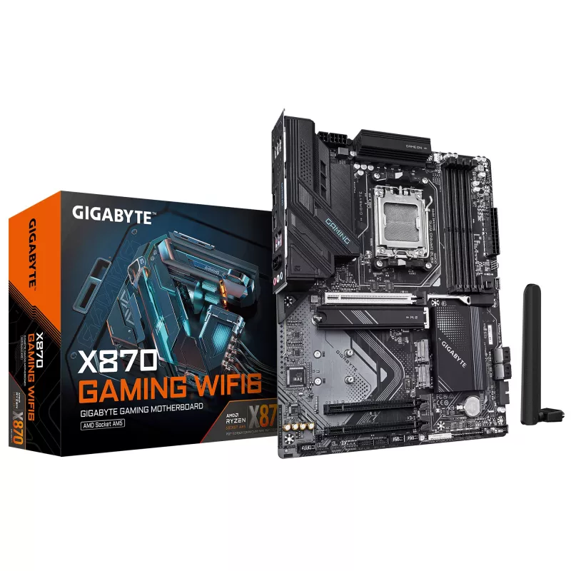 Placa de baza GIGABYTE GIGABYTE X870 GAMING WF6, Socket AM5, AMD X870, 20Phases, Dual 4xDDR5-6400, APU AMD graphics, HDMI, 3xPCIe 4.0 X16, 4xSATA3, RAID, 4xM.2 PCIe 5.0, ALC1220-VB HDA, 2.5GbE LAN, WiFi6E/BT5.2, 2xUSB-C Gen2x2, 2xUSB3.2 Gen2, 8xUSB3.2, RGB Fusion 2.0, ATX