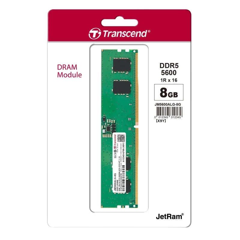 RAM TRANSCEND .8GB DDR5- 5600MHZ  JETRAM (JM5600ALG-8G), (1GX16)X4, 1RX16, CL46, 1.1V