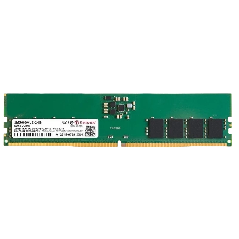 RAM TRANSCEND 24GB DDR5-5600MHZ  JETRAM (JM5600ALE-24G), (3GX8)X8, 1RX8, CL46, 1.1V