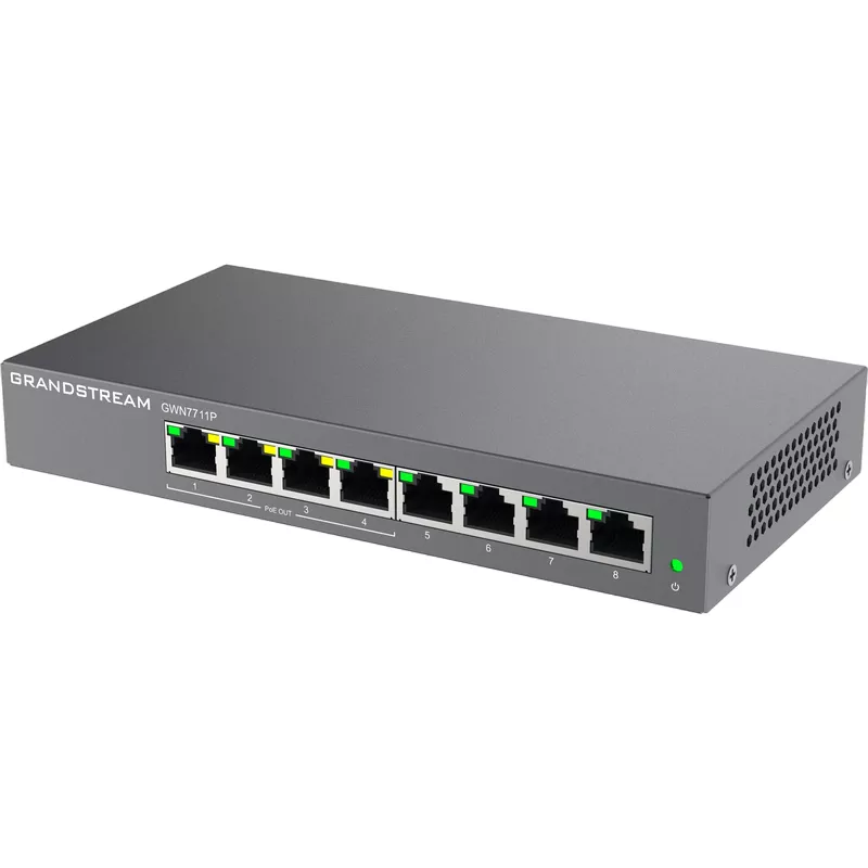 Comutator de retea Grandstream .8-PORT GIGABIT LITE MANAGED POE SWITCH,  "GWN7711P", 4XPOE PORTS, STEEL CASE, 60W BUDGET
