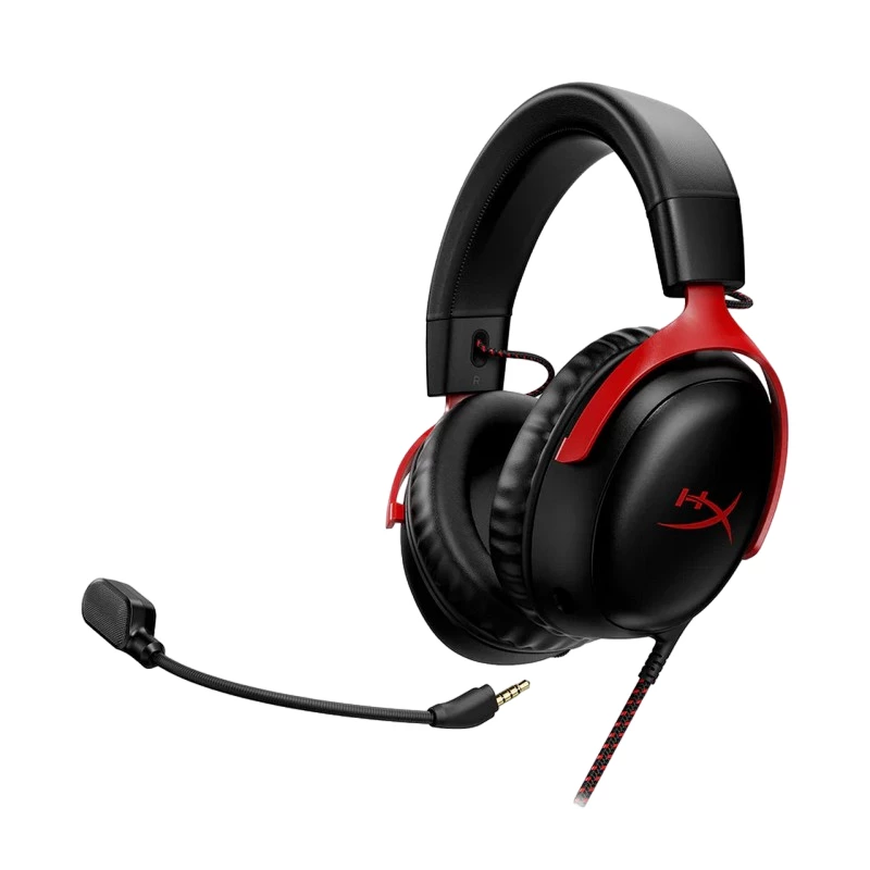 Игровые наушники HyperX Gaming Headset HyperX Cloud III, 53mm driver, 64 Ohm, 15-21khz, 100db, 320g, Noise-cancelling Mic, DTS, 1.2m+1.3m, 3.5(4pin)+USB+USB--C, Balck/Red