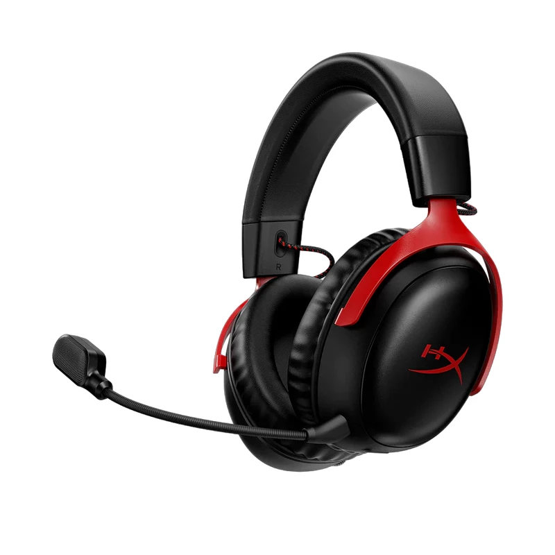 Gaming Casti HyperX Gaming Wireless Headset HyperX Cloud III, 53mm driver, 10-21kHz, 64 Ohm, 112db, 346g, 120h, DTS, On-earcup control, Detachable Mic, 2.4Ghz, Black/Red