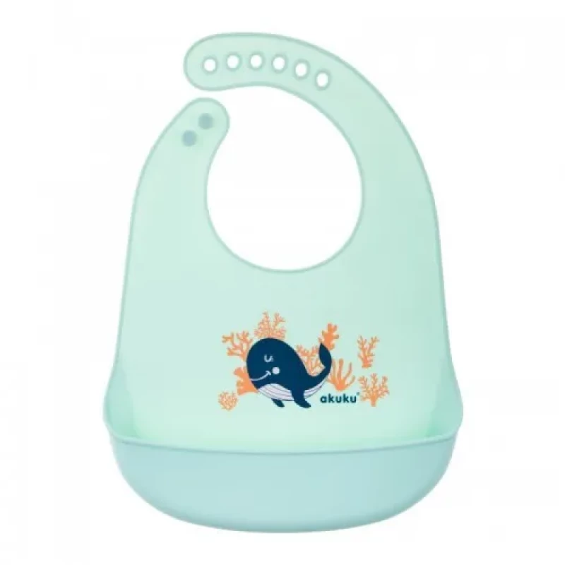 Baveta Akuku BAVETA DIN SILICON CU BUZUNAR  WHALE A0505