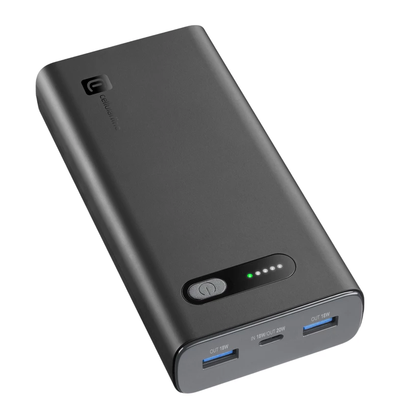Портативное зарядное устройство Cellular Line Power Bank Cellularline 20000mAh, Fast PD 20W, Black