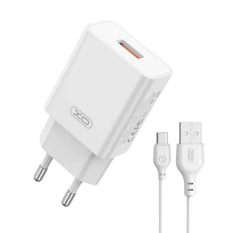 Incarcator XO WALL CHARGER  + MICRO-USB CABLE, 1USB, Q.C3.0 18W, L127, WHITE