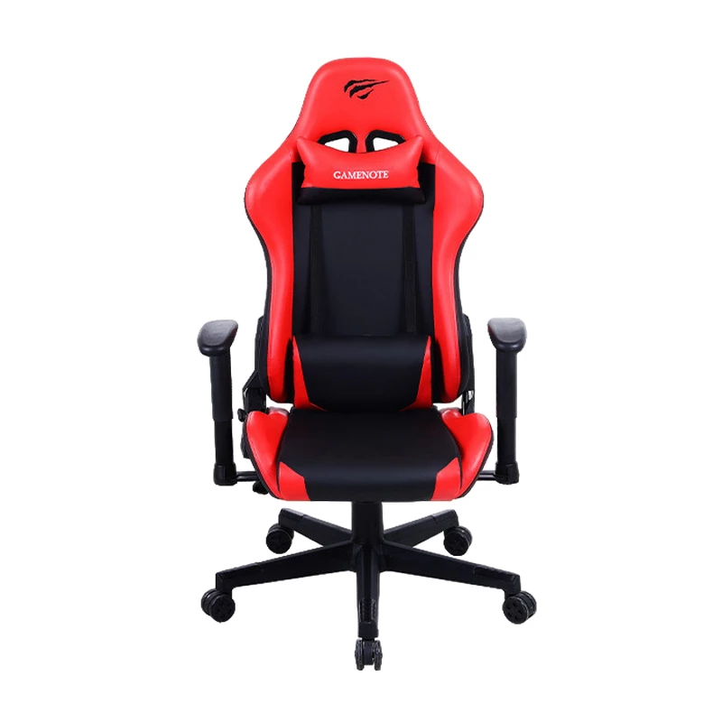 Fotoliu Gaming Havit GAMING CHAIR  GC938, HEADREST & LUMBAR CUSHION, 2D ARMREST, HALF PU LEATHER, NYLON FEET,  BLACK/RED