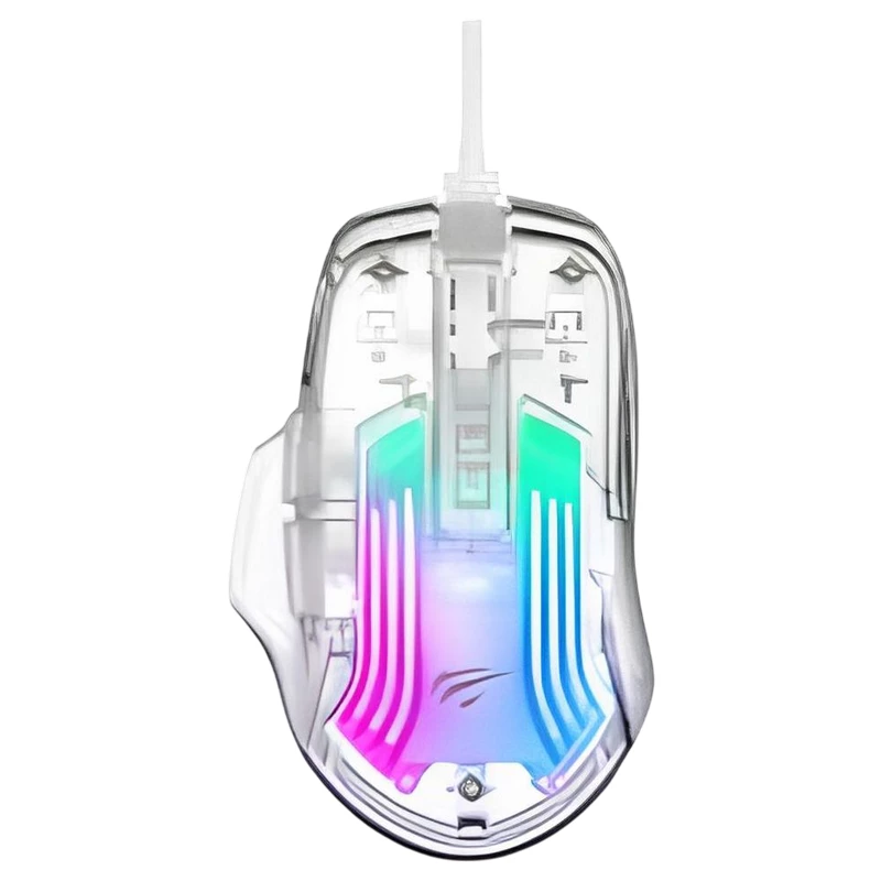Игровая мышь Havit Gaming Mouse Havit MS1011SE, 1200-7200dpi, 6 buttons, Programmable, RGB, 113g, 1.5m, USB, White