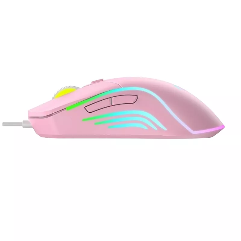Gaming Mouse Havit GAMING MOUSE  MS1029, 1200-7200DPI, 6 BUTTONS, AMBIDEXTROUS, RGB, 137G, 1.5M, USB, PINK