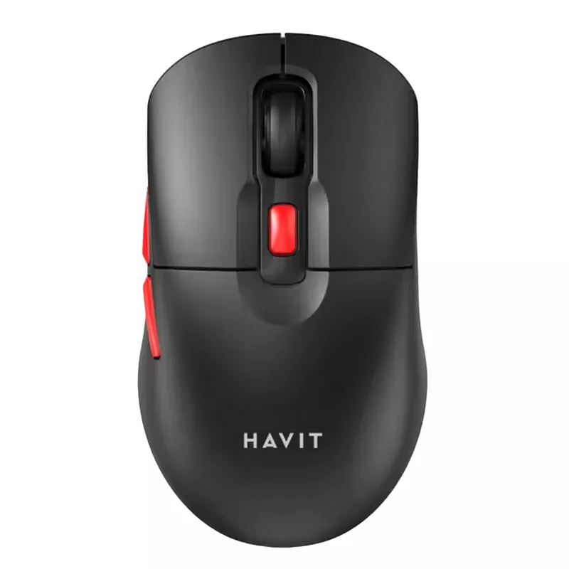 Gaming Mouse Havit WIRELESS MOUSE  MS59WB, 800-2400DPI, 6 BUTTONS, AMBIDEXTROUS, 1XAA, 58G., 2.4GHZ+BT, BLACK/RED