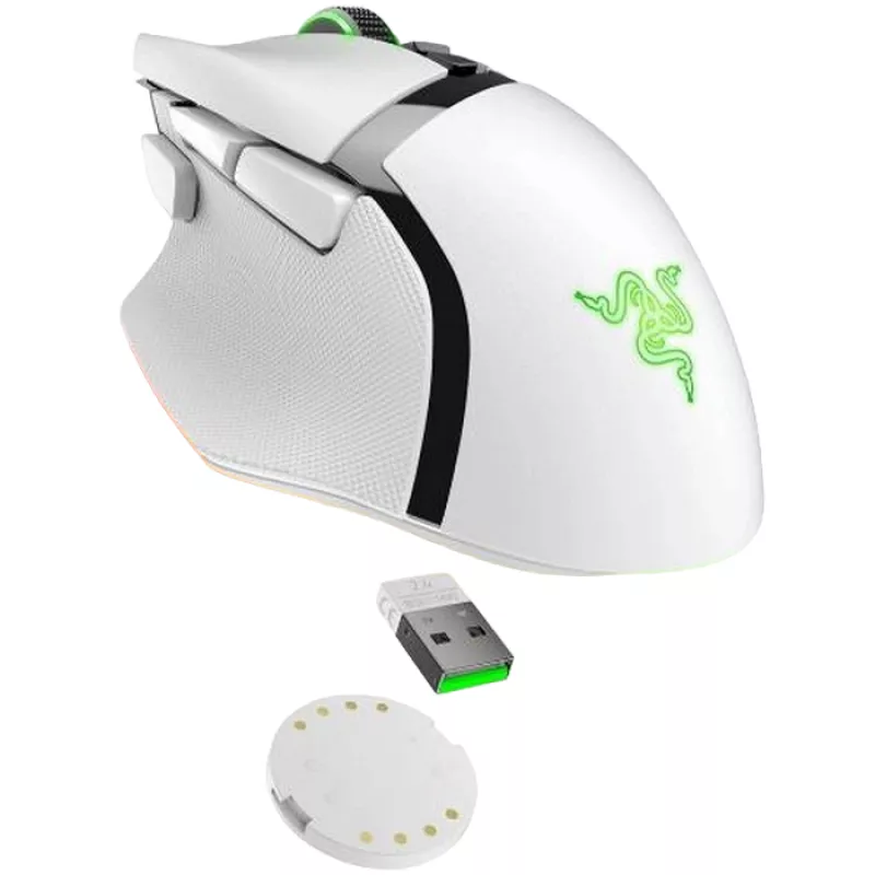Gaming Mouse RAZER Gaming Wireless Mouse Razer Basilisk V3 Pro, 30к dpi,11 buttons, 70G, 750IPS , Opt.SW, 112g, On-Board Memory, HyperScroll, RGB, 2.4Ghz+BT, White