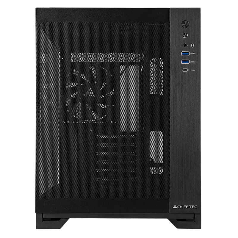 Корпус без БП CHIEFTEC Case ATX Chieftec Visio AIR, w/o PSU, 0,65/0.9mm, 3x140mm, Front Mesh, Tempered Glass, Dual-chamber, 1xUSB-C, 2xUSB3.0, 2x2,5", 2x3,5", Black