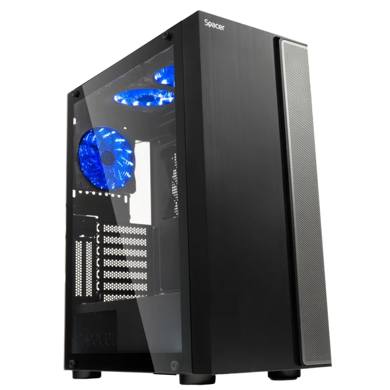 Carcasa fara PSU SPACER CASE  - GAMING, MIDDLE TOWER, ATX, "ICE-HERO", FARA SURSA, STICLASECURIZATA,6X FAN USB 2.0 X 2, USB 3.0 X 1,HD AUDIO, BLACK "SPCS-GC-ICE-HERO"