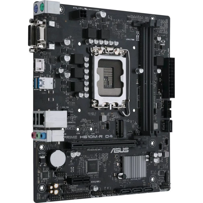 Placa de baza ASUS MB  PRIME H610M-R D4-SI, SOCKET 1700, INTEL® H610 (14/13/12TH GEN CPU), DUAL 2XDDR4-3200, VGA, DVI, HDMI, CPU INTEL GRAPHICS, 1XPCIE X16 4.0, 4XSATA3, 1XM.2, 1XPCIE X1, ALC897 7.1, 1XGBE LAN, 4XUSB3.2, 5X PRO III, LPT+COM HEADER, MATX