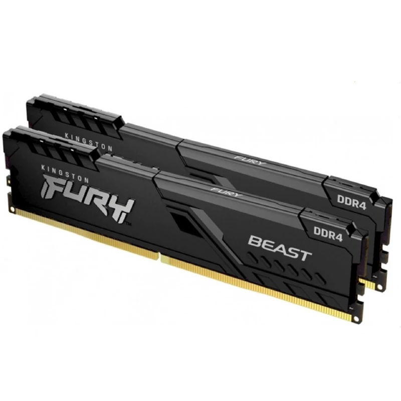 RAM KINGSTON 16GB (KIT OF 2*8GB) DDR4-3200  FURY BEAST DDR4, PC25600, CL16, 1.35V, AUTO-OVERCLOCKING, ASYMMETRIC BLACK LOW-PROFILE HEAT SPREADER, INTEL XMP READY KF432C16BBK2/16