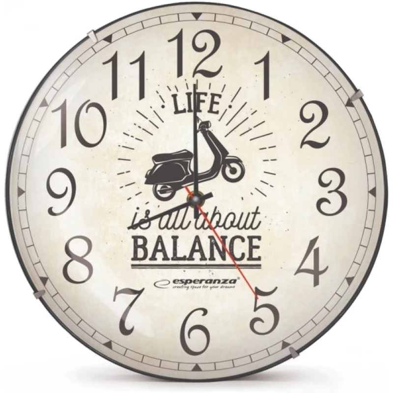 Ceas de perete ESPERANZA CLOCK WALL  SEATTLE  EHC018S WHITE,  30 CM, ART PAPER CLOCK DISK, QUIET MOVEMENT, HOOK FOR EASY INSTALLATION, POWER: 1X AA BATTERY (NOT INCLUDED)