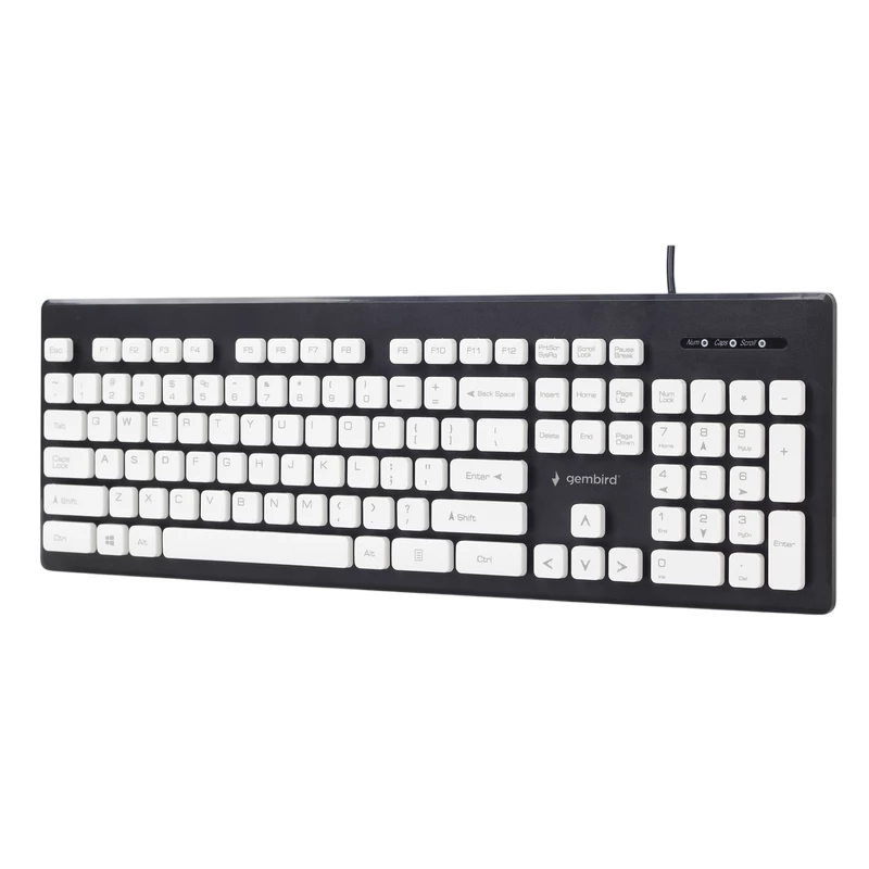 Клавиатура GEMBIRD Keyboard Gembird KB-CH-01, Full size, Chocolate type, Silent, Spill-resistant, 1.8m, USB, EN, Black/White