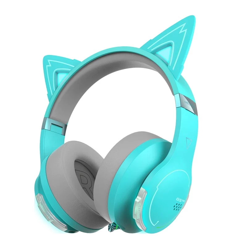 Casti cu fir si microfon EDIFIER HECATE G5BT CAT TURQUOISE / BLUETOOTH GAMING ON-EAR HEADPHONES WITH MICROPHONE, RGB, 3.5MM / BLUETOOTH V5.2, PLAYBACK TIME 20 HOURS (LIGHT ON); 36 HOURS (LIGHT OFF), CUTE DETACHABLE CAT EAR WITH HALL SENSORS, FOLDABLE DESIGN