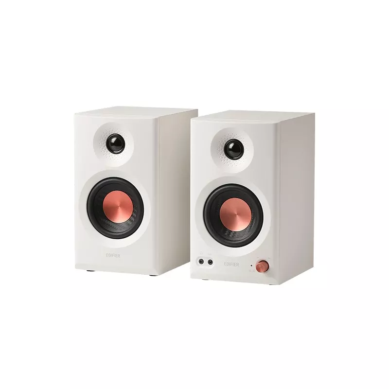 Boxa EDIFIER Edifier MR3 White, Studio Monitor 2.0/ 2x18W RMS, Bluetooth v5.4, 1-inch silk dome tweeter and 3.5-inch diaphragm woofer, 52Hz - 40kHz, Hi-Res Audio certified, 24bit/96KHz, 6.35mm TRS balanced input, RCA, AUX, headphone output and AUX input, EDIFIER