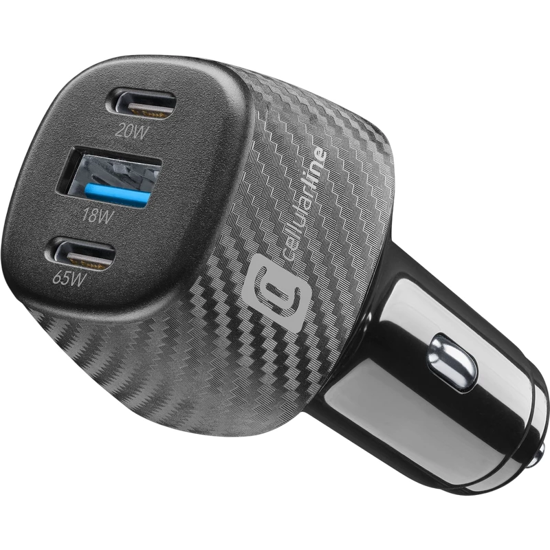 Incarcator masina Cellular Line CAR CHARGER CELLULAR, 3 PORT, PD 65W + PD 20W + 18W QC3.0, BLACK