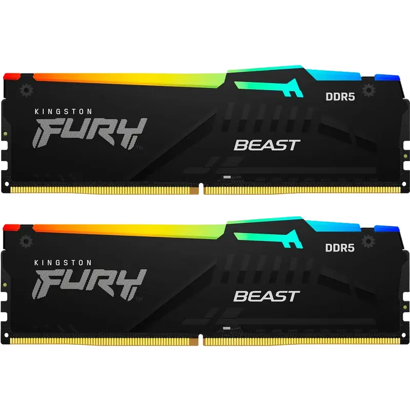 RAM KINGSTON 16GB DDR5-6000MHZ  FURY BEAST RGB (KIT OF 2X8GB) (KF560C30BBEAK2-16), CL30-36-36, 1.4V, AMD EXPO 1.0/INTEL XMP 3.0, BLACK