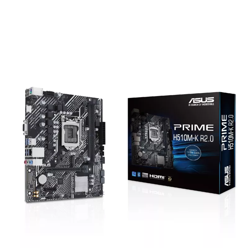 Placa de baza ASUS PRIME H510M-K R2.0, SOCKET 1200, INTEL® H470 (11/10TH GEN CPU), DUAL 2XDDR4-3200, VGA, HDMI, CPU INTEL GRAPHICS, 1XPCIE X16 4.0, 4XSATA3, 1XM.2, 1XPCIE X1, ALC887 7.1 HDA, 1XGBE LAN, 6XUSB3.2, 5X PRO III, 1XRGB HEADER, MATX