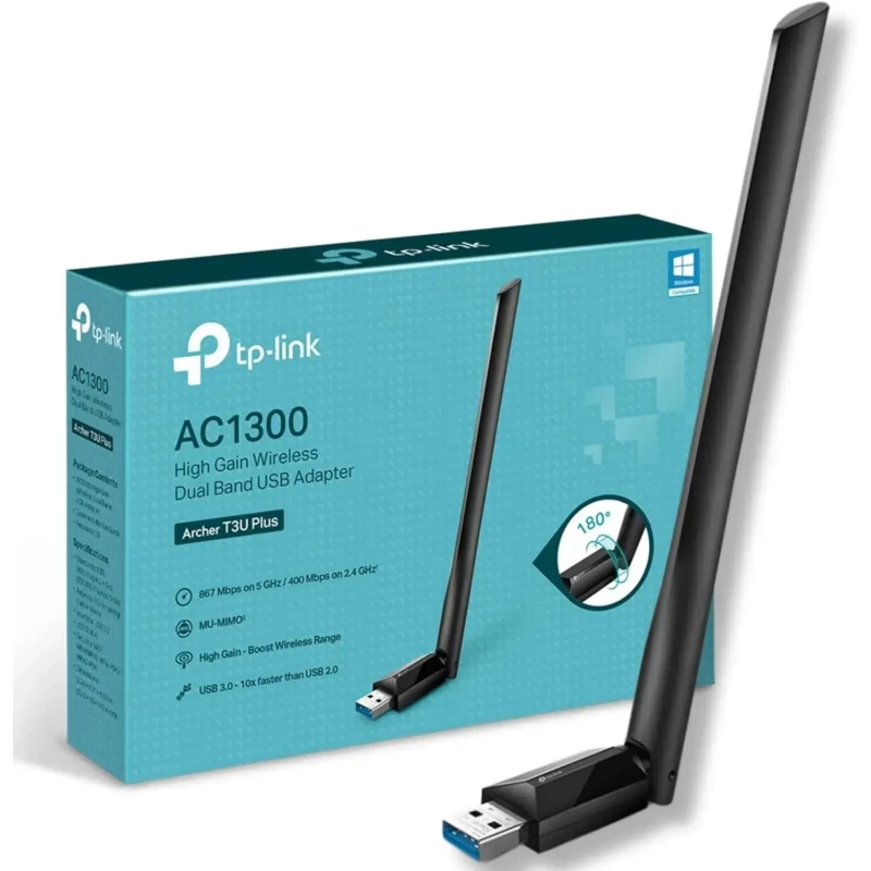 WiFi адаптер TP-LINK TP-Link Archer T3U AC1300-USB 3.0 WiFi Adapter 2.4G/5G 400Mbs/867 Mbps Dual Band Wireless Network Adapter,MU-MIMO WiFi Dongle