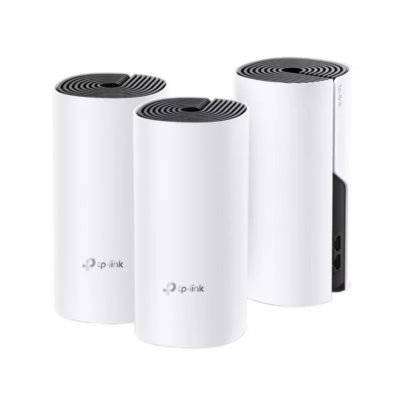 Router wireless TP-LINK DECO M4 (3-PACK) AC1200 MU-MIMO, WHOLE HOME MESH WI-FI SYSTEM, ROUTER, ACCESS POINT, 867 MBPS AT 5 GHZ, 300 MBPS AT 2.4 GHZ, 2  GIGABIT PORTS WAN/LAN PORTS, 1 POWER PORT, FLASH 16MB, SDRAM 128MB, 2 INTERNAL DUAL-BAND ANTENNAS PER DECO UNIT
