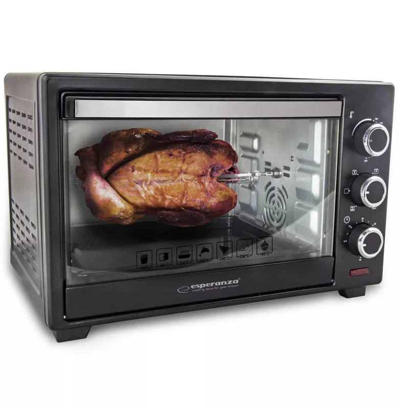 Cuptor electric ESPERANZA ELECTRIC OVEN  NAPOLI EKO006, 25L, CONVECTION, POWER: 1600W, TEMPERATURE: 0°C - 250°C, TIMER: 0-60 MINUTES, 5 HEATING FUNCTIONS, CRUMB TRAY, ACC INCLUDED: PIZZA TRAY, GRILL GRATE, POTHOLDER, ROTISSERIE SET, LENGTH OF POWER CORD: 0.9 M, EXTER