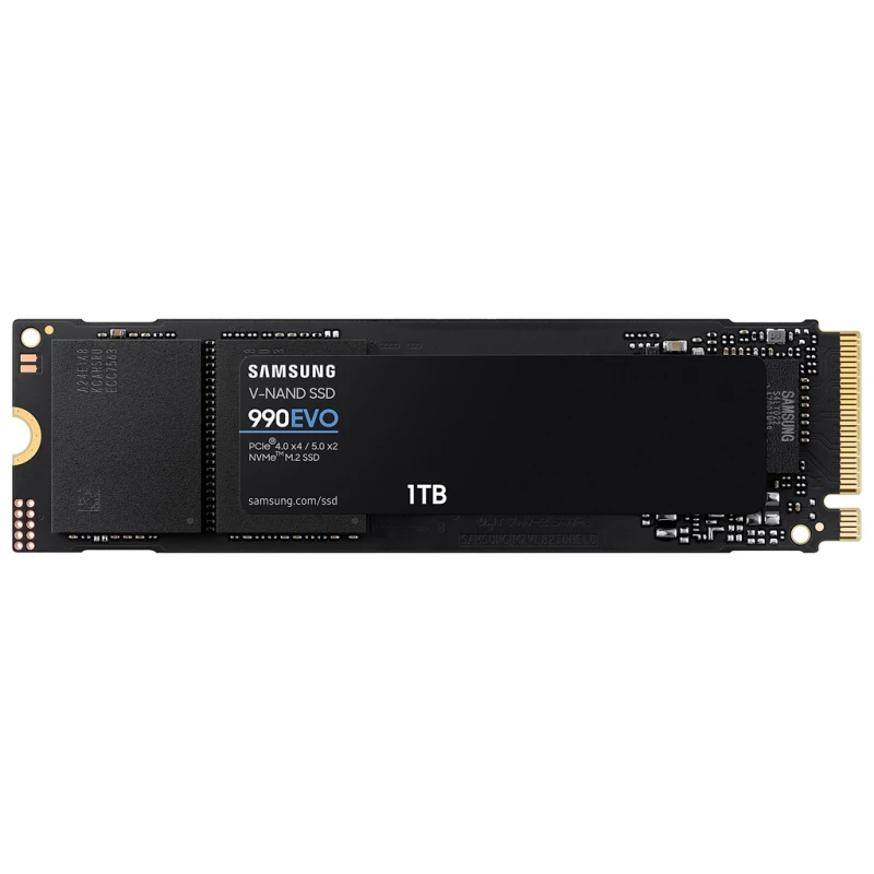 SSD Samsung M.2 NVME SSD 1.0TB  SSD 990 EVO PLUS, INTERFACE: PCIE4.0 X4/ 5.0 X2, NVME 2.0, M2 TYPE 2280 FORM FACTOR, SEQ. READ: 7150 MB/S, SEQ. WRITE: 6300 MB/S, MAX RANDOM 4K: READ /WRITE: 850K/1350K IOPS, AES 256-BIT ENCRYPTION TCG/OPAL, IEEE1667, HMB,