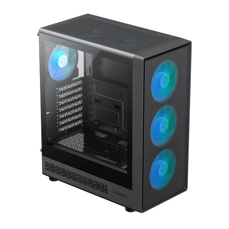 Корпус без БП GAMEMAX CASE ATX  STORM 2 AB, W/O PSU, 0.4MM, 6X120MM ARGB FANS , FRONT MESH, TEMPERED GLASS, 1XUSB-C, 1XUSB3.0, 1XUSB2.0, 2X2.5", 3X3.5", BLACK