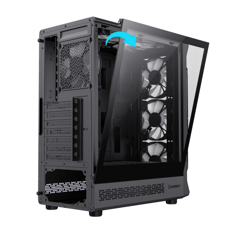 Корпус без БП GAMEMAX CASE EATX  STARLIGHT 2 AB, W/O PSU, 0.4MM, 6X120MM ARGB, FRONT ACRYLIC,TRANSPARENT PANEL, 1XUSB-C, 1XUSB3.0, 1XUSB2.0, 3X2.5", 2X3.5", BLACK