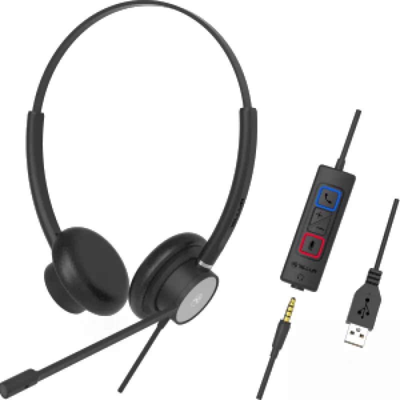 Наушники проводные с микрофоном Tellur Casti cu fir call center Tellur Voice 420 ,binaural ,USB Jack 3.5mm , negru TLL411006