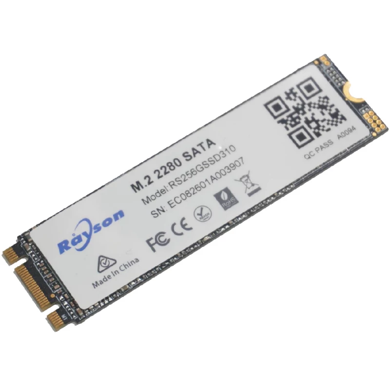 SSD Rayson 
 RAYSON M.2 2280 SATA 256GB SSD SEQUENTIAL READ 534 MBYTES/SEC, SEQUENTIAL WRITE 446 MBYTES/SEC RS256GSSD310