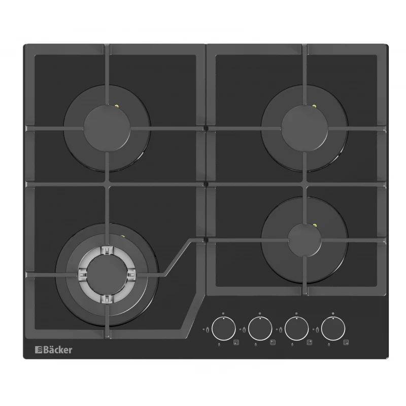 Plita incorporabila cu gaz BACKER RIKI 6004 TURBO BL GL, Black