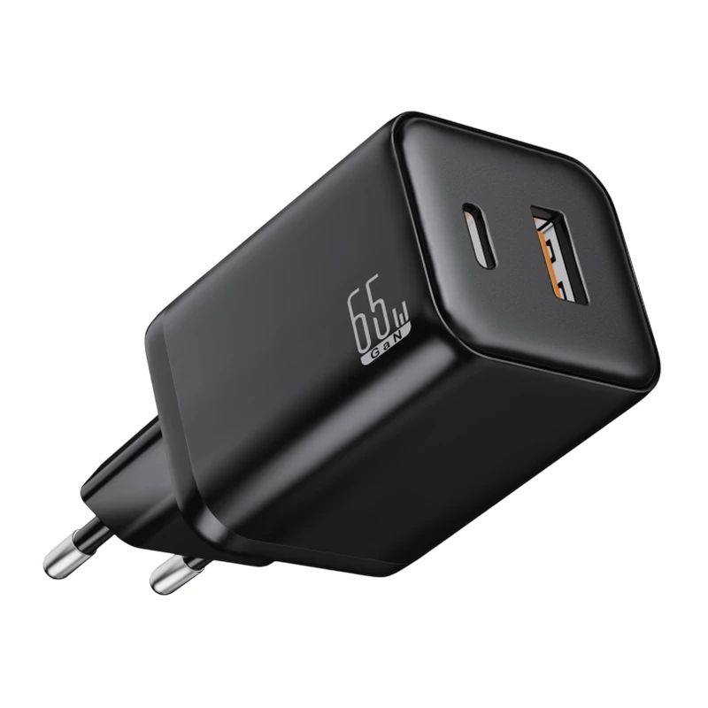 Incarcator Xpower WALL CHARGER , SUPER MINI, 2 PORT, 65W PD USB-C + QC3.0 USB-A, BLACK