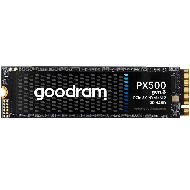 SSD GOODRAM M.2 NVME SSD 1.0TB  PX500 GEN3, INTERFACE: PCIE3.0 X4 / NVME1.4, M2 TYPE 2280 FORM FACTOR, SEQUENTIAL READS/WRITES 3300 MB/S/ 2700 MB/S, RANDOM (4K QD64) READ/WRITE 230K IOPS/ 300K IOPS, TBW: 660TB, 3D NAND TLC, HEAT-DISSIPATING THERMAL PAD SS