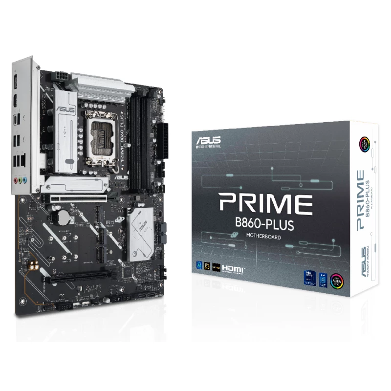 Placa de baza ASUS PRIME B860-PLUS WIFI INTEL B860, LGA1851, DUAL DDR5 8666+MHZ, PCIE 5.0 X16, DISPLAY PORT/HDMI, USB3.2, USB TYPE-C, SATA RAID, M.2 PCIE 5.0 X4, M.2 PCIE 4.0 X4, SB 8-CH., 2.5GB ETHERNET, WI-FI 6E 802.11AX & BLUETOOTH 5.3 , AURA SYNC RGB LIGHTING