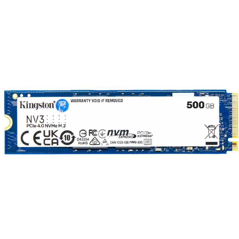 SSD KINGSTON 500GB SSD M.2 TYPE 2280 PCIE 4.0 X4 NVME NV3 SNV3S/500G, READ 5000MB/S, WRITE 3000MB/S (SOLID STATE DRIVE INTERN SSD/ВНУТРЕНИЙ ВЫСОКОСКОРОСТНОЙ НАКОПИТЕЛЬ SSD)