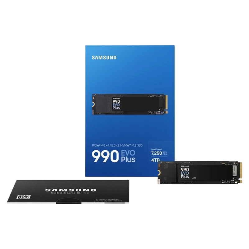 SSD Samsung 4TB SSD PCIE 4.0 X4 NVME 2.0 M.2 TYPE 2280  990 EVO PLUS MZ-V9S4T0BW, READ 7250MB/S, WRITE 6300MB/S (SOLID STATE DRIVE INTERN SSD/ВНУТРЕНИЙ ВЫСОКОСКОРОСТНОЙ НАКОПИТЕЛЬ SSD)