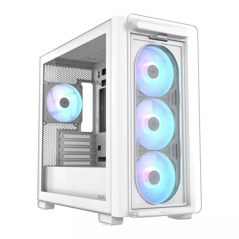 Корпус без БП ASUS Case Micro ATX ASUS A23 PLUS TG ARGB White no PSU, Tempered Glass Front & Side,  4 x ARGB Fans 2xUSB 3.2 Gen1, USB 3.2 Gen2 Type C, Audio-out&Mic (carcasa/корпус)