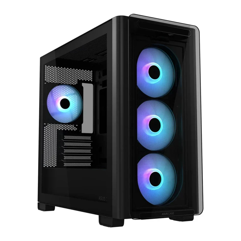 Корпус без БП ASUS Case Micro ATX ASUS A23 PLUS TG ARGB Black no PSU, Tempered Glass Front & Side,  4 x ARGB Fans 2xUSB 3.2 Gen1, USB 3.2 Gen2 Type C, Audio-out&Mic (carcasa/корпус)