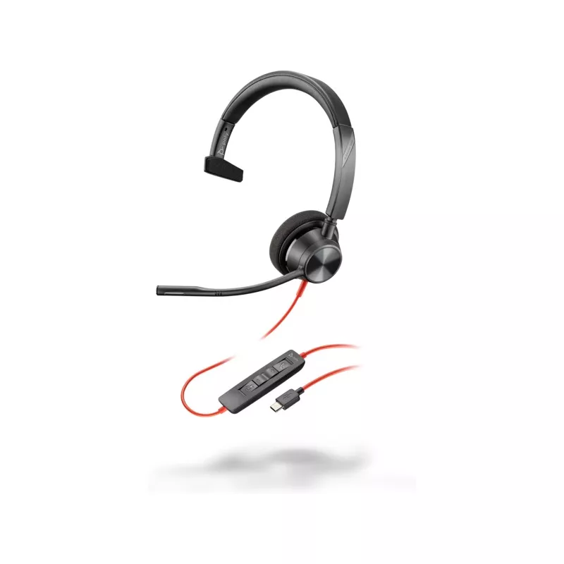 Наушники проводные с микрофоном Poly Poly Blackwire 3310 Mono USB-C Headset, Microphone noise-canceling, SoundGuard, DSP, Receive output from 80 Hz–20 kHz, Microphone 100 Hz–10 kHz, Call answer/ignore/end/hold, redial, mute, volume +/-, CABLE LENGTH 215cm, 102g