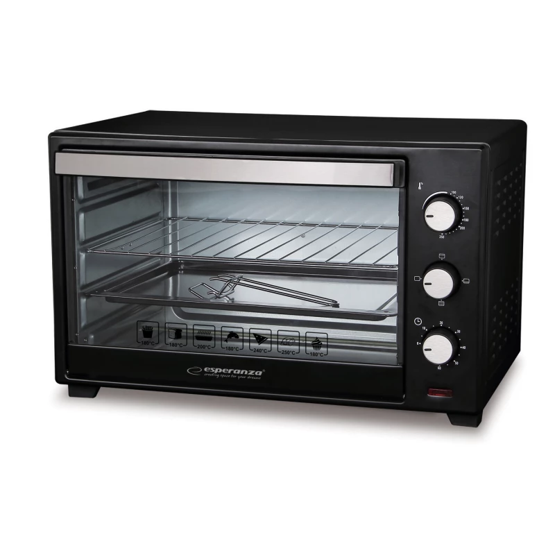 Cuptor electric ESPERANZA ELECTRIC OVEN  PROSCIUTTO EKO008, 20L, POWER: 1600W, TEMPERATURE: 0°C - 250°C, TIMER: 0-60 MINUTES, 3 HEATING FUNCTIONS AVAILABLE, CRUMB TRAY, ACC INCLUDED: PIZZA TRAY, GRILL GRATE, POTHOLDER, LENGTH OF POWER CORD: 0.9 M