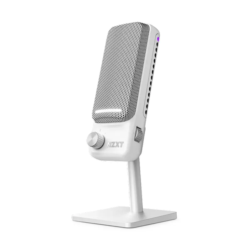 Microfon NZXT MICROPHONES  CAPSULE ELITE, 25MM, CARDIOID, INTEGRATED POP FILTER, METAL STAND, ON-MIC CONTROLS, 120DB, 24-BIT, 192KHZ, RGB, USB, WHITE