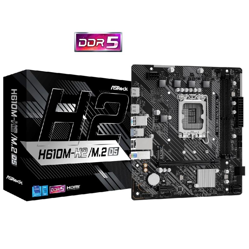 Материнская плата ASROCK MB  H610M-H2/M.2 D5, SOCKET 1700, INTEL® H610 (14/13/12TH GEN CPU), DUAL 2XDDR5-5600, 2 X HDMI